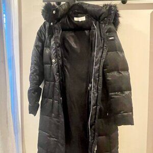 Calvin Klein Shiny Puffer Jacket with Faux Fur Hood - Very Warm!